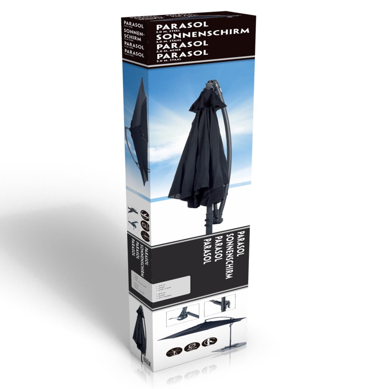 Hanging Umbrella 3M/6Rib Black