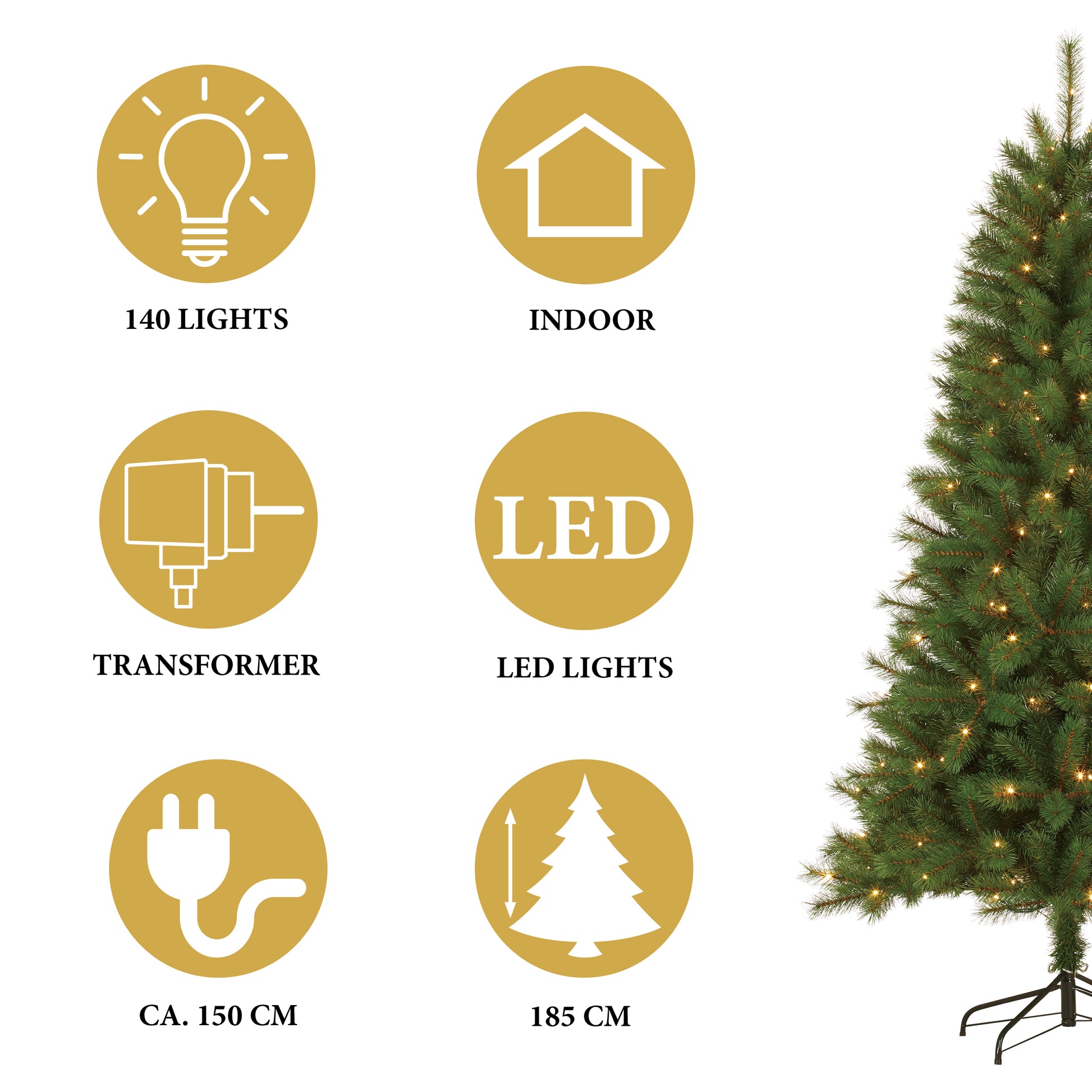 Xmas Tree Led Green 140L