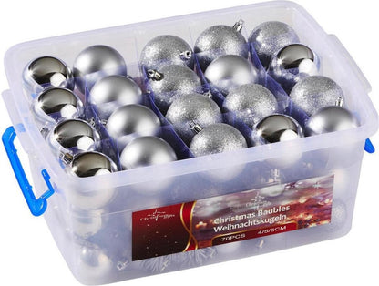 Kerstballen Zilver 70 Stuks Incl. Kerst Opbergbox