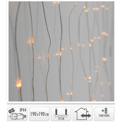 Lichtgordijn 190X190Cm - Gelijke Lengtes - 400 Led's - Extra Warm Wit - Soft Wire