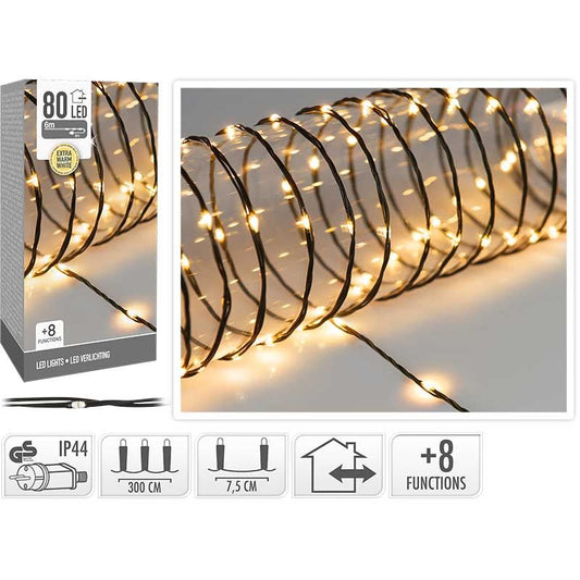 Led Verlichting 80 Led - 6 Meter - Extra Warm Wit - Soft Wire