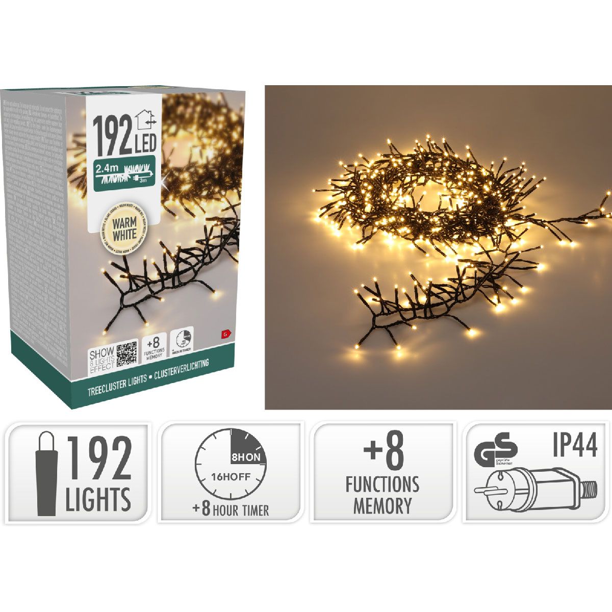 S.i.a. Treecluster Kerstboomverlichting - 192Led - Warm Wit