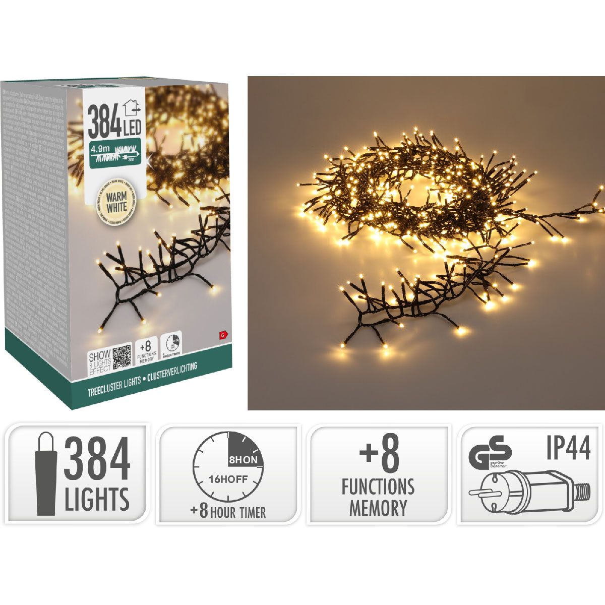 S.i.a. Treecluster Kerstboomverlichting - 384Led - Warm Wit