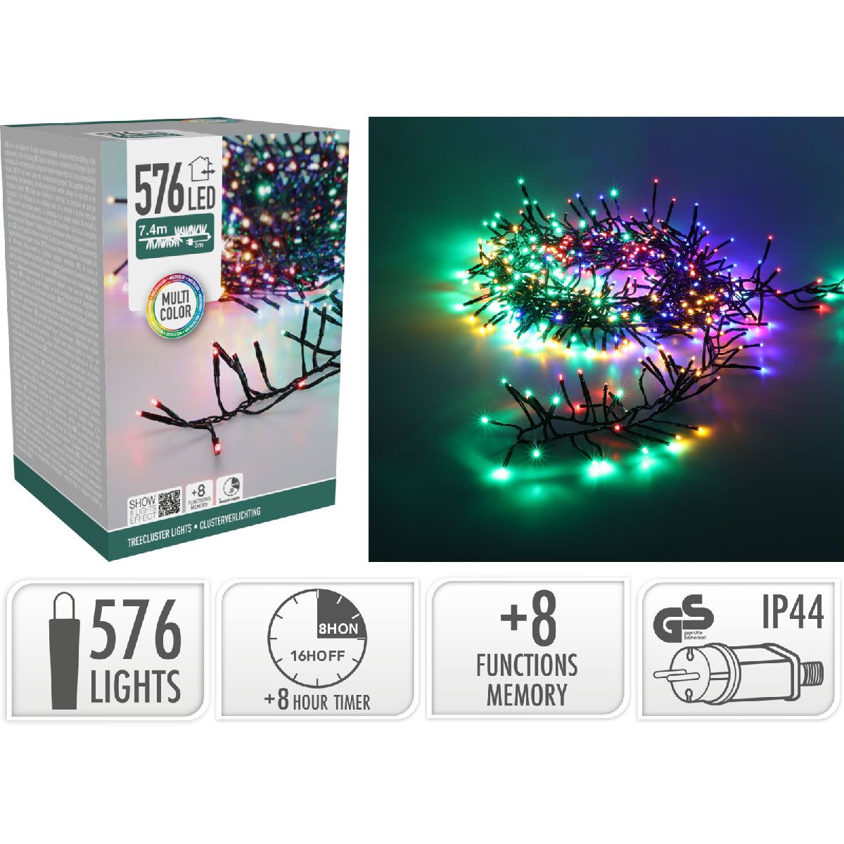 S.i.a. Treecluster Kerstboomverlichting - 576Led - Multicolor