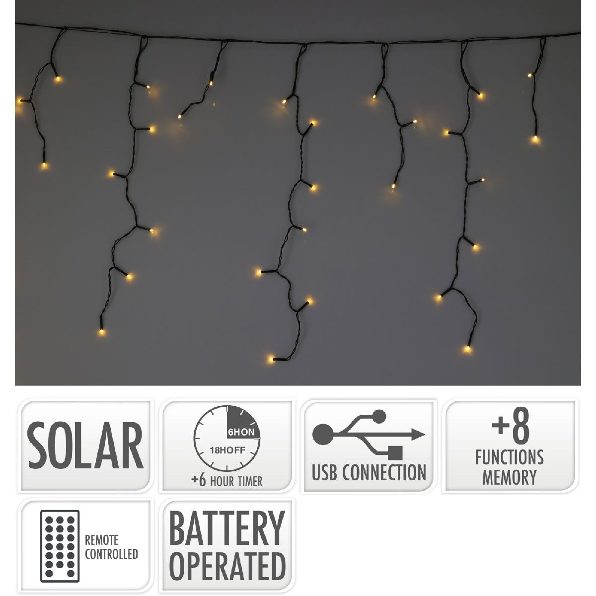 Solar Ijspegelverlichting 780Cm - 240 Led - Usb Oplaadbaar - Afstandsbediening