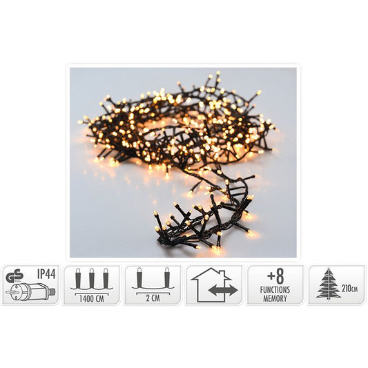 Micro Cluster 700 Led's -14 Meter - Warm Wit - 8 Functies + Geheugen