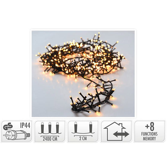 Micro Cluster 1200 Led's - 24 Meter - Warm Wit - 8 Functies + Geheugen