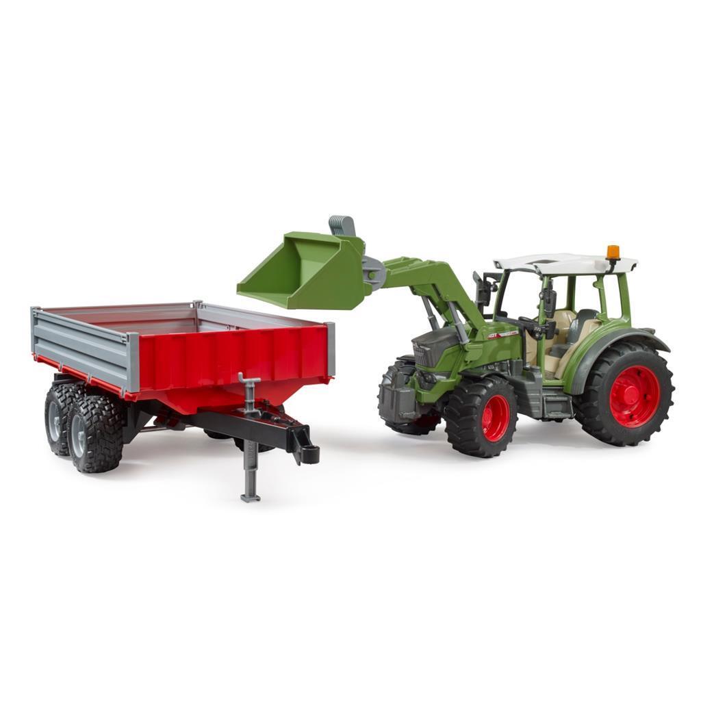 Bruder 02182 Fendt Vario 211 Met Voorlader + Zijwandaanhanger