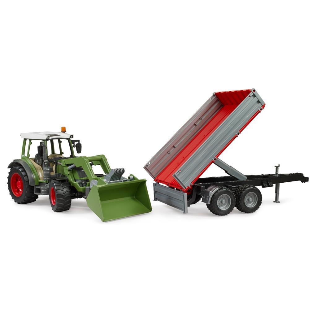 Bruder 02182 Fendt Vario 211 Met Voorlader + Zijwandaanhanger