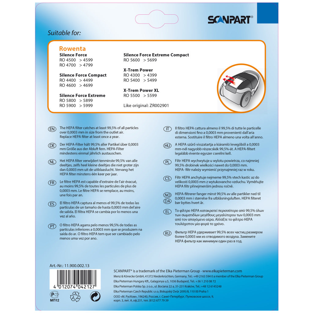 Scanpart Rowenta Hepafilter Zr002901