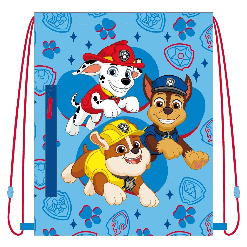 Paw Patrol Gymrugtas Met Koordjes 32X40 Cm Blauw/Rood