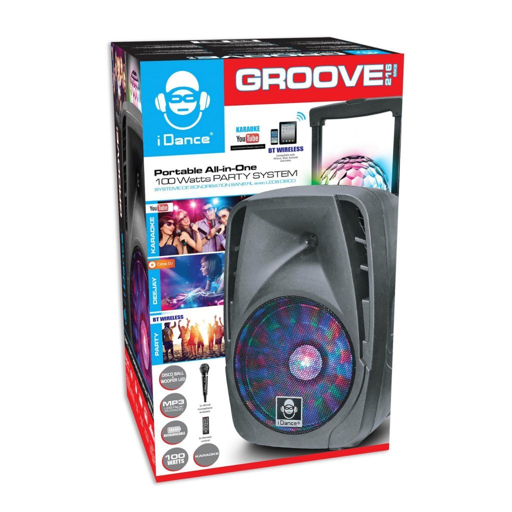 Idance Groove Boombox 216 + Wielen En Licht Zwart