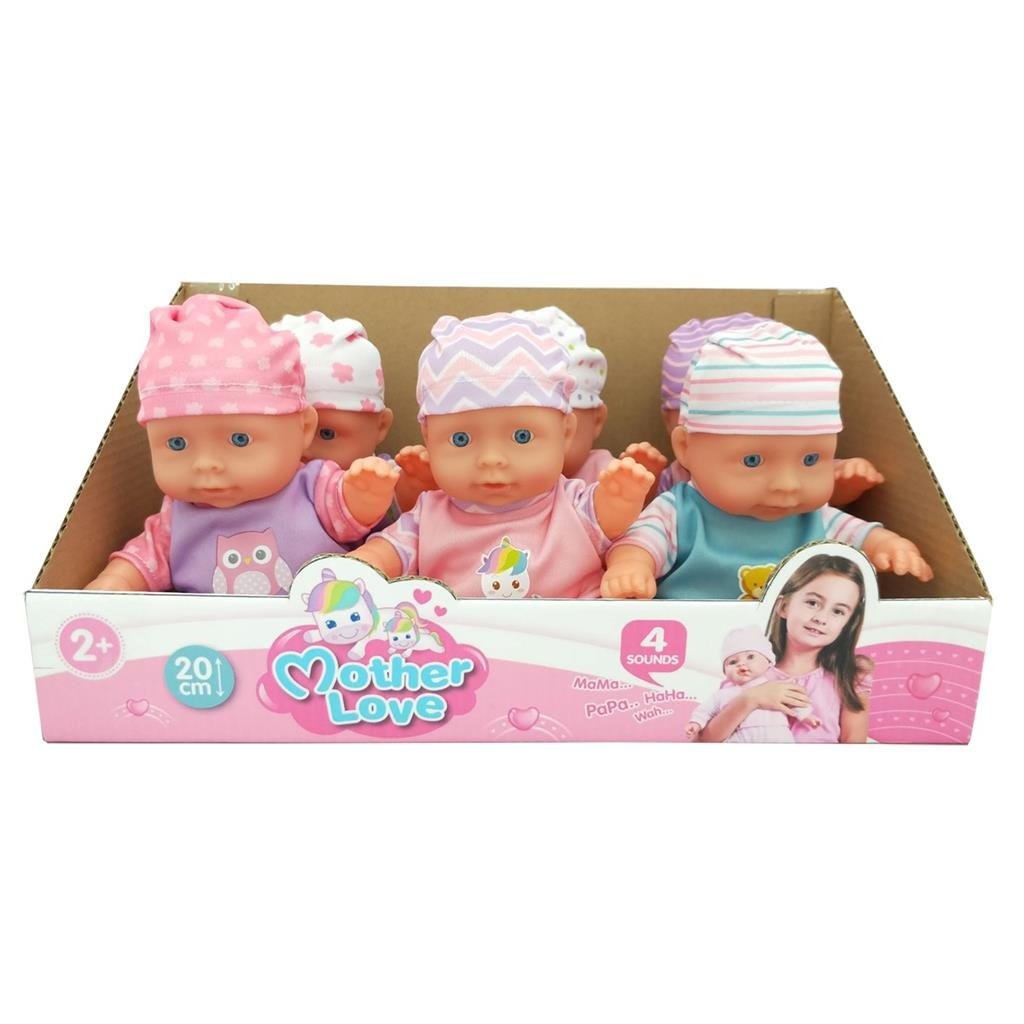 Basic Mother Love Babypop + Geluid 20Cm Assorti Display 6 Stuks