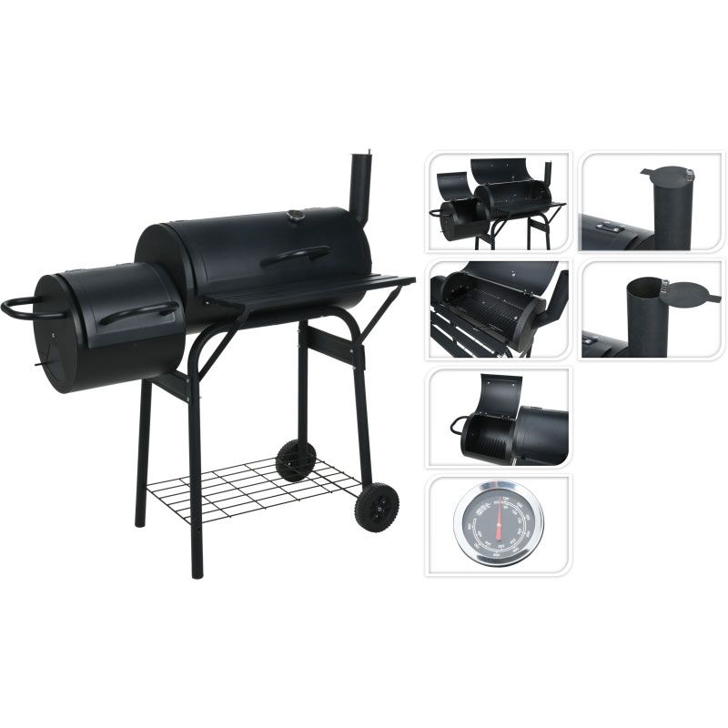 Vaggan Smoker Houtskoolbarbecue - Cilinder Rookoven - 118 X 53 X 102 Cm