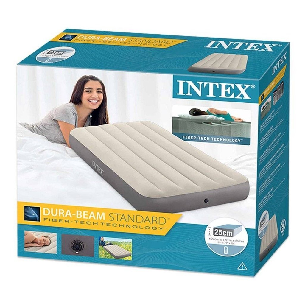 Intex 64101 Single-High Luchtbed 99X191X25 Cm Grijs