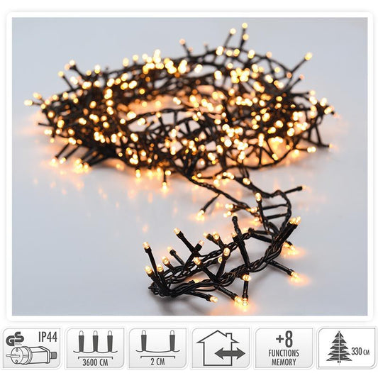 Micro Cluster - 1800 Led - 36 Meter - Extra Warm Wit - 8 Functies + Geheugen