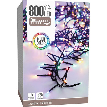 Maxi Cluster Kerstverlichting - 800 Led - 12M - Multicolor - Timer - Lichtfuncties - Geheugen - Buiten