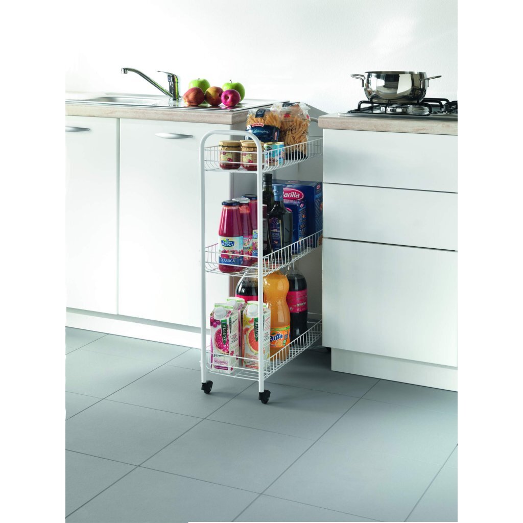 Tomado-Metaltex Slim Keukentrolley Met Wielen 23X56X84 Cm Wit