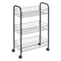 Metaltex Lugano Trolly Met Wielen + 3 Manden 41X23X63 Cm Zwart/Metaal