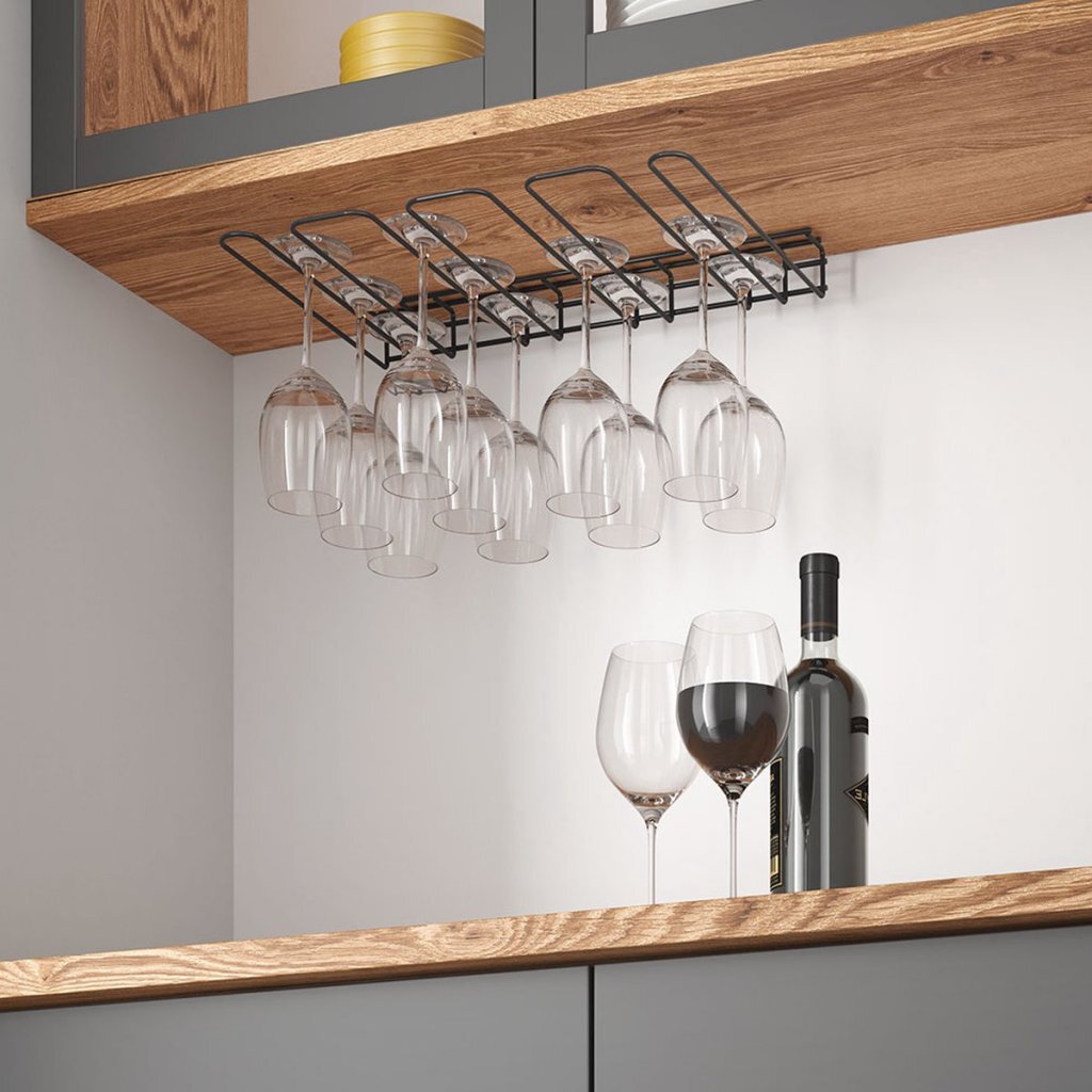 Metaltex Smart Kitchen Wijnglazenrek Voor 16 Glazen 44X31X5 Cm Zwart