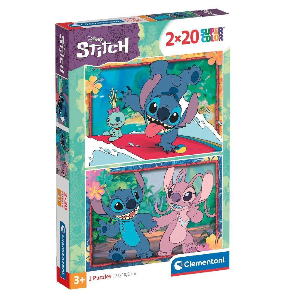 Clementoni Super Color 2In1 Puzzel Disney Stitch 2X20 Stukjes