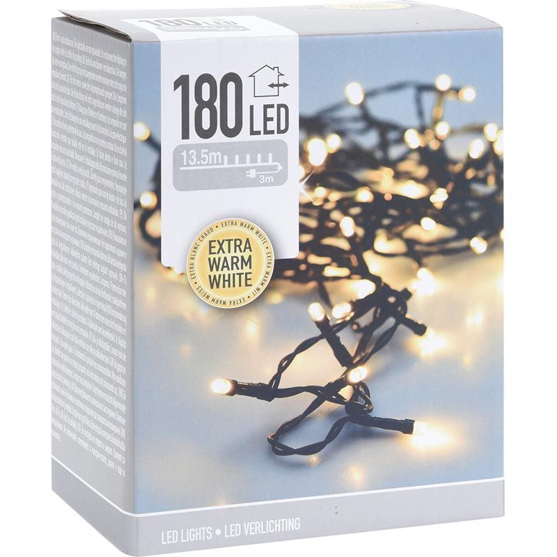 Kerstverlichting 180 Led- 13.5M - Extra Warm Wit - Timer - Lichtfuncties - Geheugen - Buiten