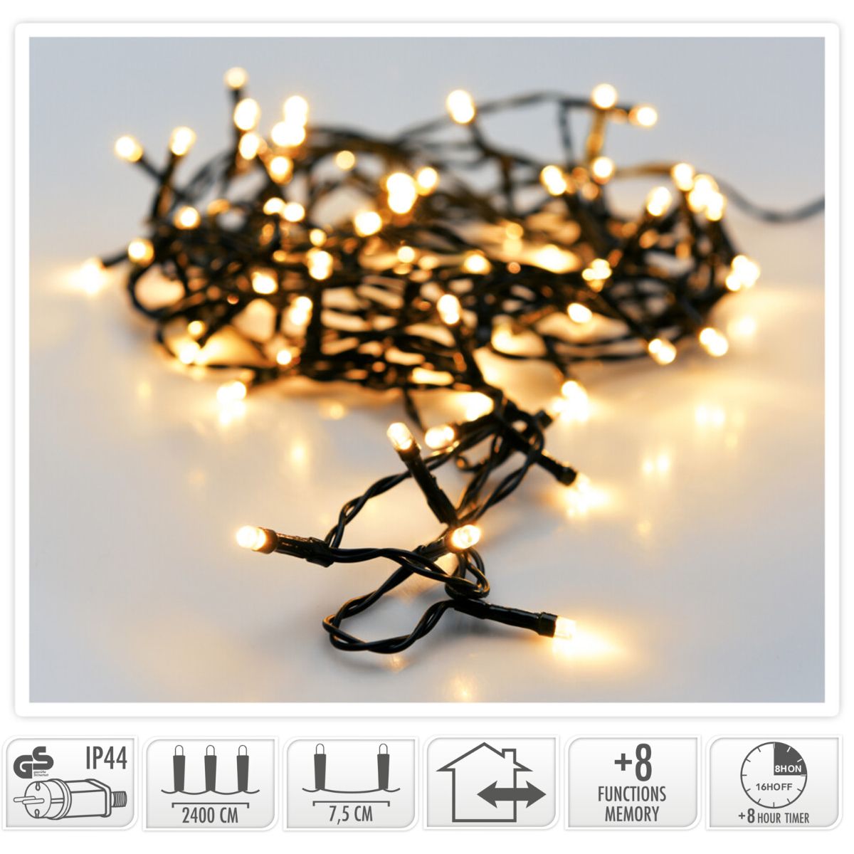 Kerstverlichting 320 Led- 24M - Extra Warm Wit - Timer - Lichtfuncties - Geheugen - Buiten