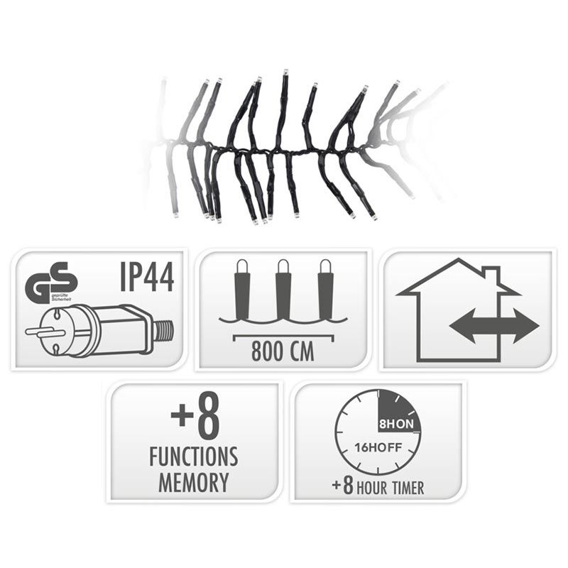 Microcluster - 400 Led - 8M - Multicolor - Timer - Lichtfuncties - Geheugen - Buiten