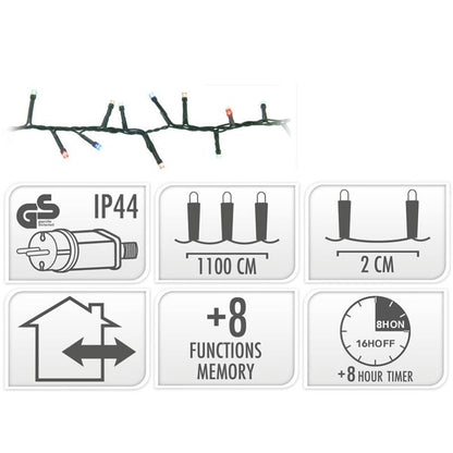 Microcluster - 560 Led - 11M - Multicolor - Timer - Lichtfuncties - Geheugen - Buiten