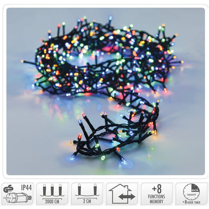 Microcluster - 1000 Led - 20M - Multicolor - Timer - Lichtfuncties - Geheugen - Buiten