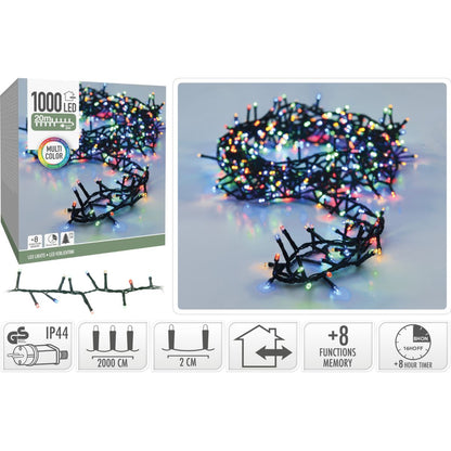 Microcluster - 1000 Led - 20M - Multicolor - Timer - Lichtfuncties - Geheugen - Buiten