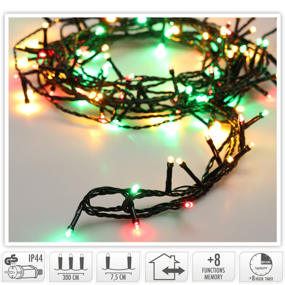 Kerstverlichting 80 Led- 6M - Three Tone Traditional - Timer - Lichtfuncties - Geheugen - Buiten