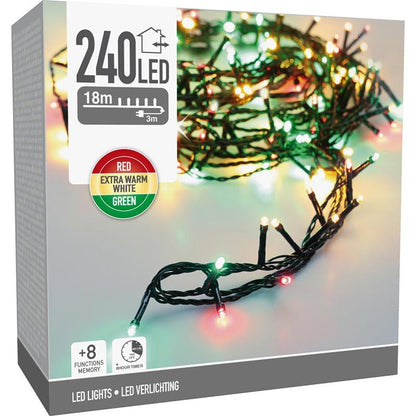 Kerstverlichting 240 Led- 18M - Three Tone Traditional - Timer - Lichtfuncties - Geheugen - Buiten