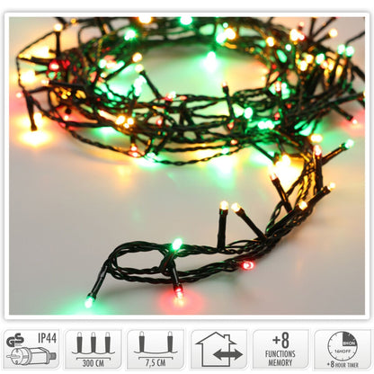 Kerstverlichting 240 Led- 18M - Three Tone Traditional - Timer - Lichtfuncties - Geheugen - Buiten