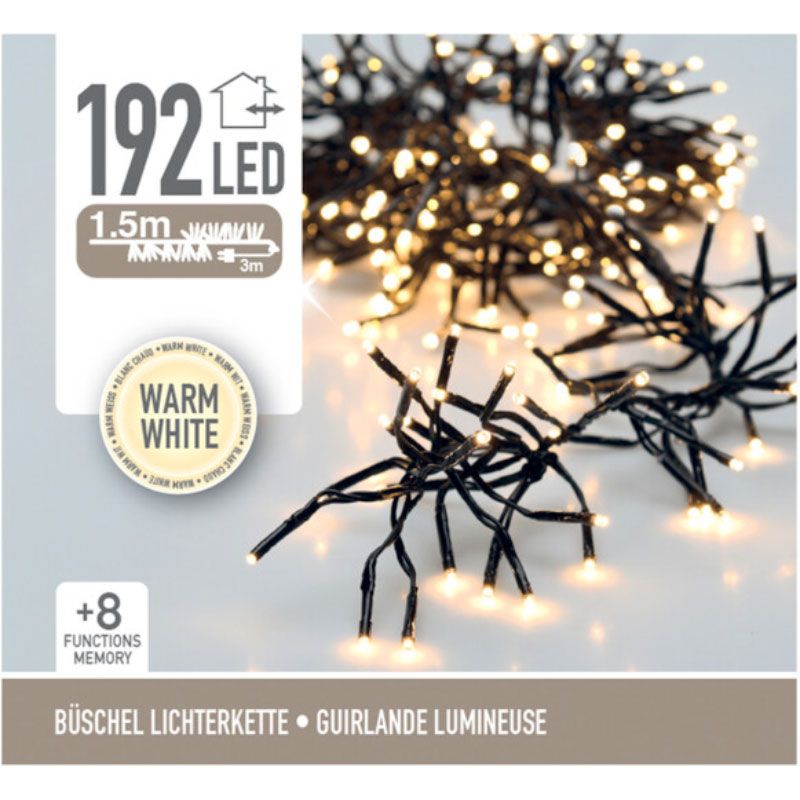 Clusterverlichting - 192 Led - 1.4M - Timer - Lichtfuncties - Warm Wit