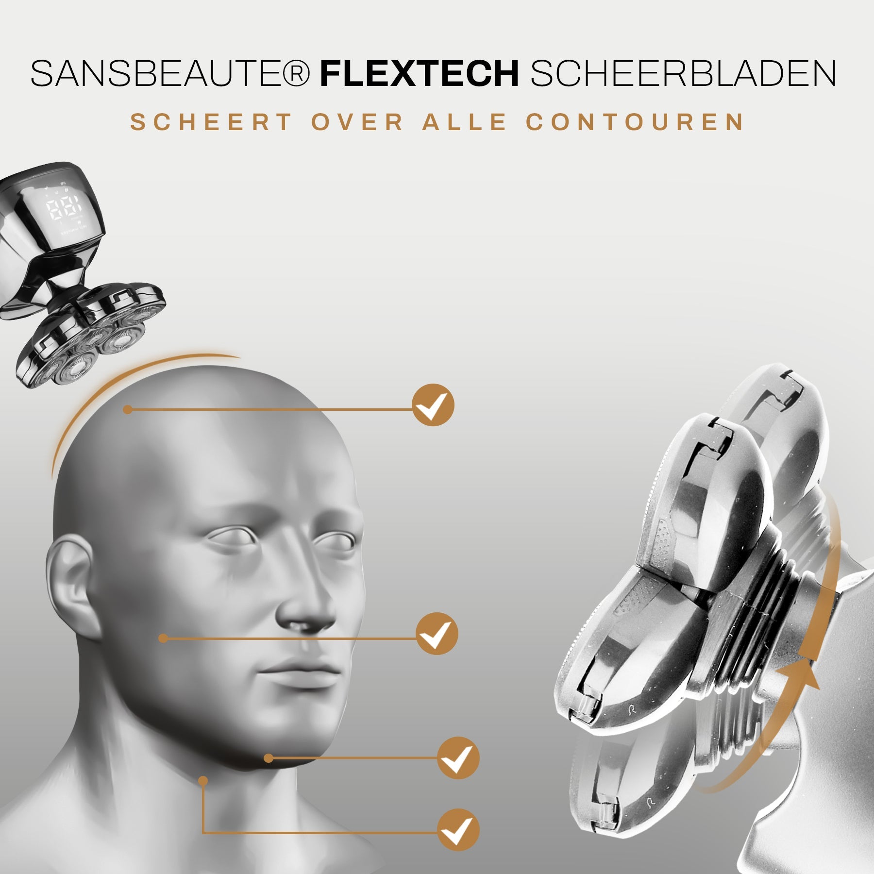 Sansbeauté® Hoofdscheerapparaat + Extra Scheerkop - Skullsharp Pro