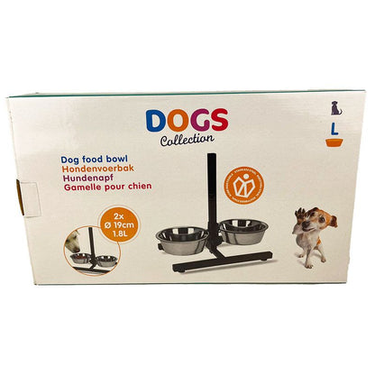 Dogs Collection H-Standaard Met 2 Rvs Voerbakken - 19 Cm