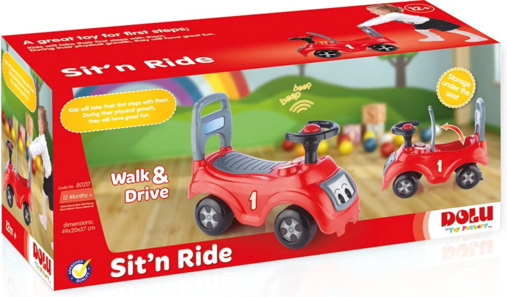 Dolu Sit &Amp; Ride Rood/Zwart Loopauto