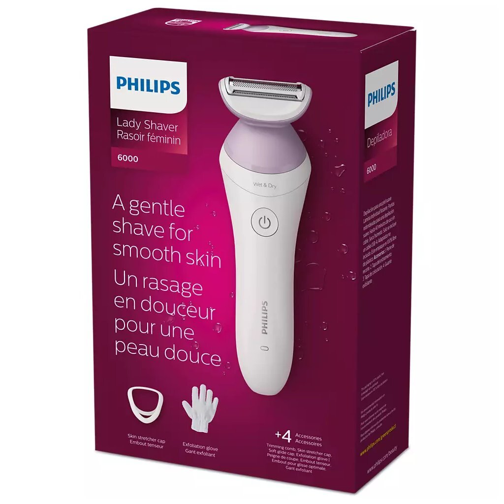 Philips Brl136/00 Lady Shaver Series 6000 Scheerapparaat Wit/Paars