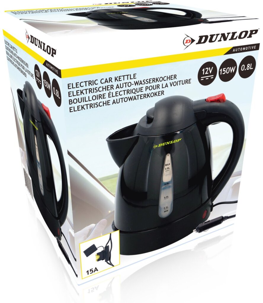 Dunlop Camping Waterkoker Zwart 12V Stekker