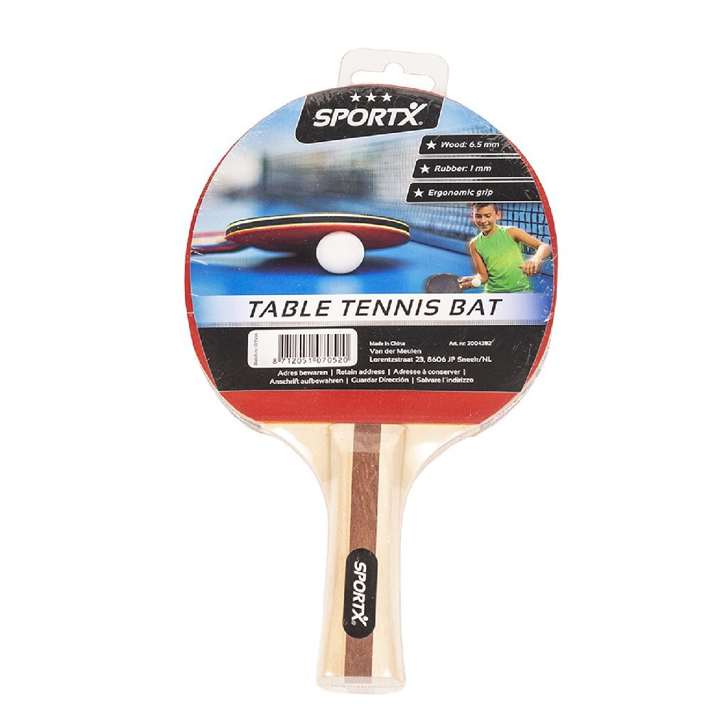 Sportx Tafeltennisbat Rubber/Hout