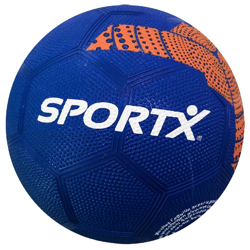 Sportx Rubberen Voetbal 22 Cm Blauw/Oranje