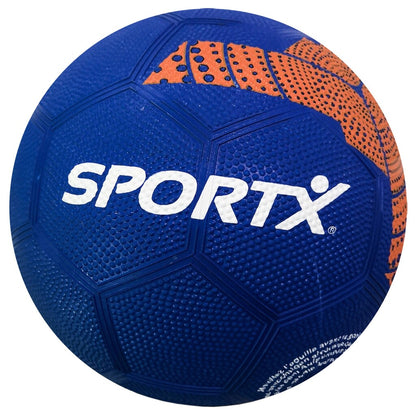 Sportx Rubberen Voetbal 22 Cm Blauw/Oranje