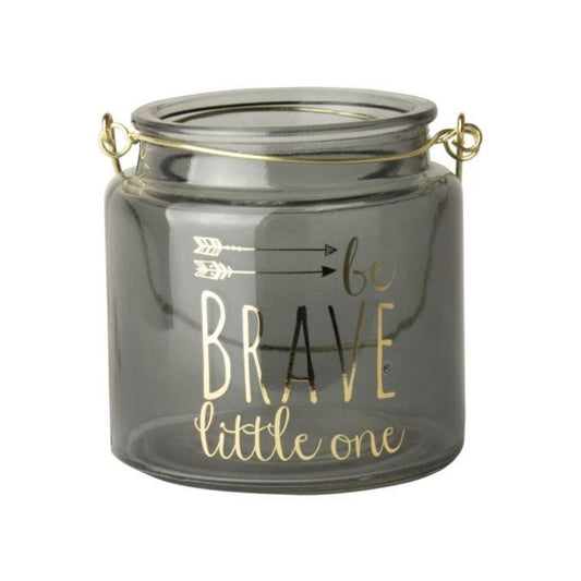 Gusta Glazen Waxinelichthouder Be Brave Little One 10 Cm Grijs