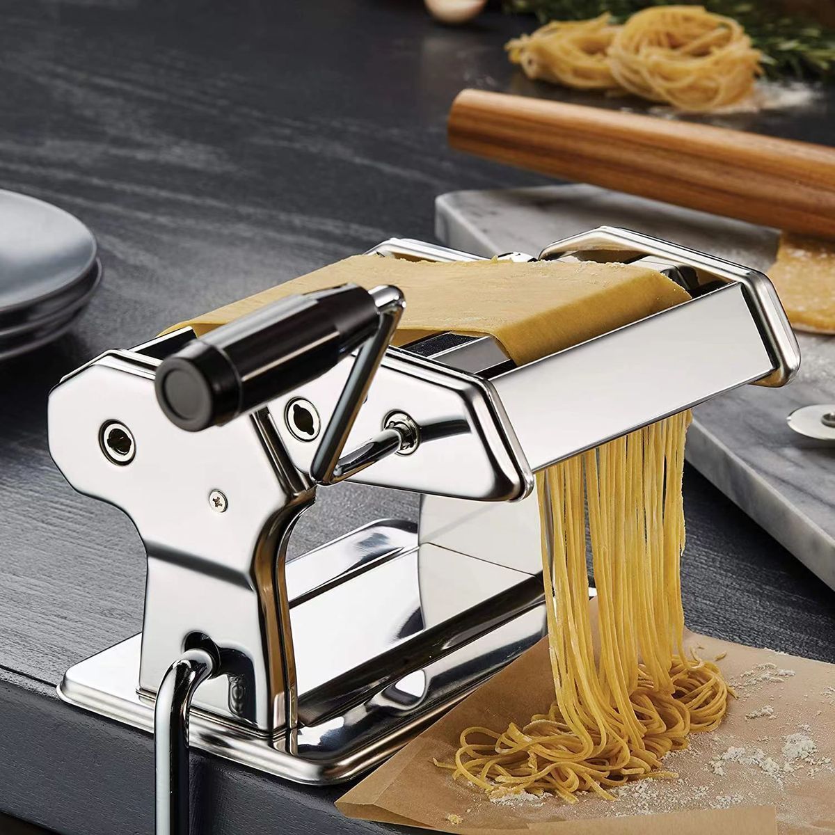 Ceruzo Pastamachine Rvs - Spaghetti Machine -  Met Tafelgreep