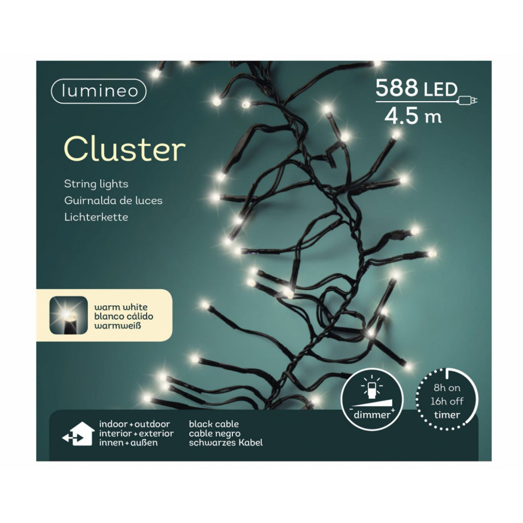 Lumineo Cluster In/Outdoor Led-Verlichtingsnoer 588 Lampjes 450 Cm Warm Wit