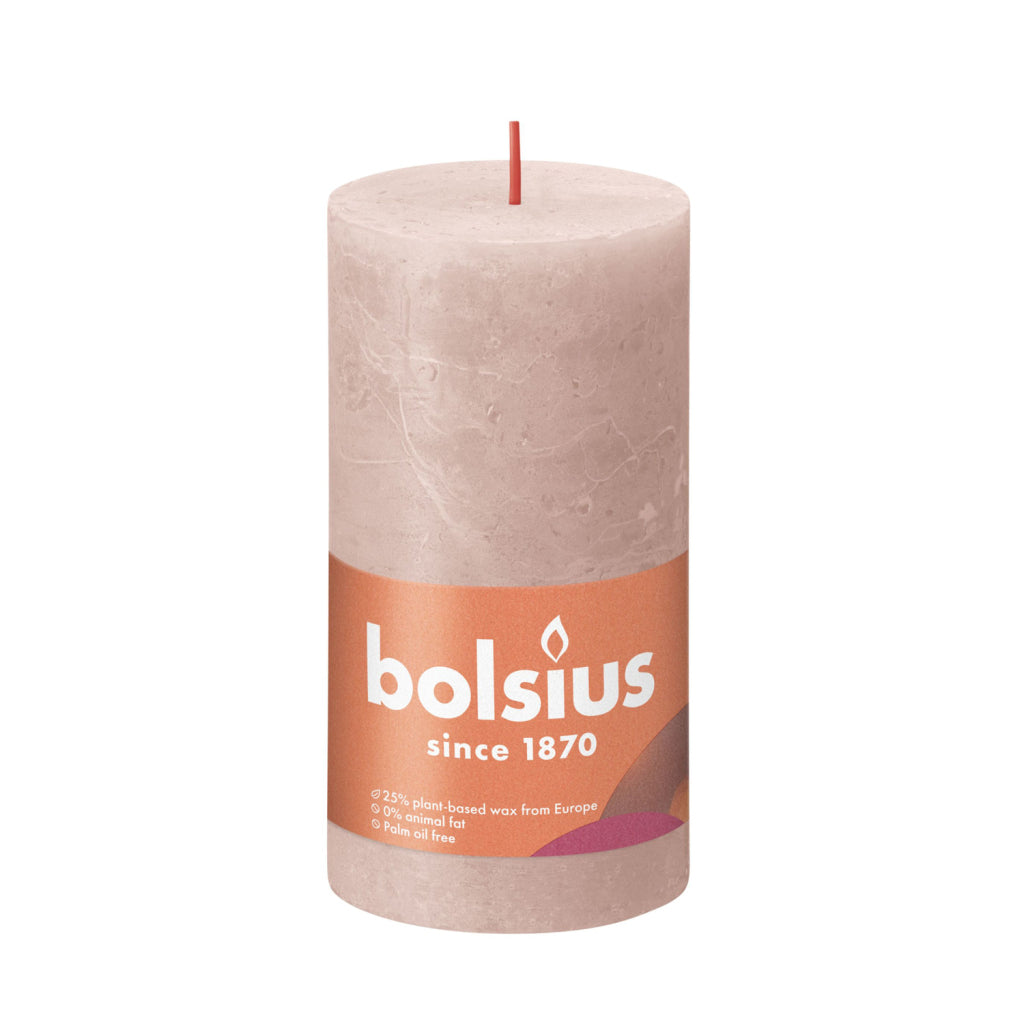 Bolsius Rustieke Stompkaars Misty Roze 13X6,8 Cm