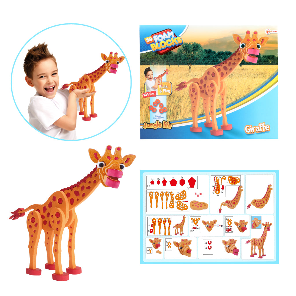 Toi-Toys 3D Puzzel Giraffe Junior 31,5 Cm Foam Oranje 104-Delig