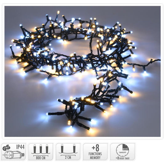 Overige Merken Microcluster Kerstverlichting 400 Leds 8 M Warm Wit/Zwart