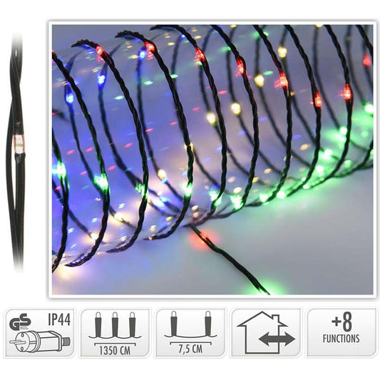 Led Verlichting 180 Led - 13.5 Meter - Multicolor - Voor Binnen En Buiten - 8 Lichtfuncties - Soft Wire